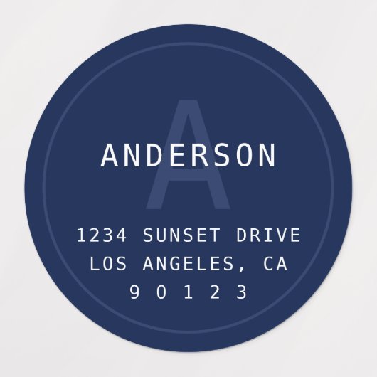 Étiquettes Monogramme simple moderne et informations | Bleu e (Design 1)