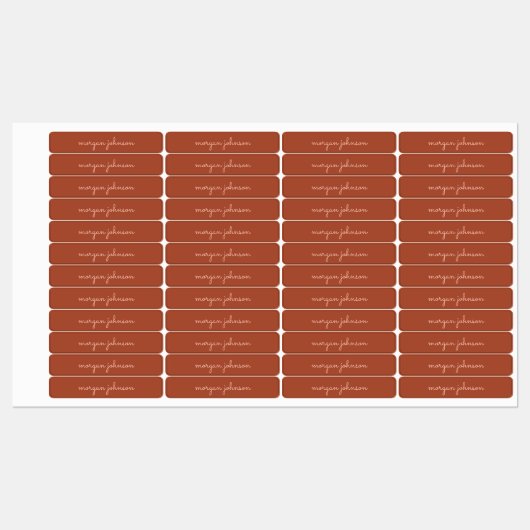 Étiquettes Monogramme tendance | Orange brûlé + Nom du script (Feuille)