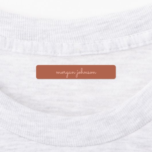 Étiquettes Monogramme tendance | Orange brûlé + Nom du script (Apposé)