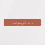 Étiquettes Monogramme tendance | Orange brûlé + Nom du script (Design 1)