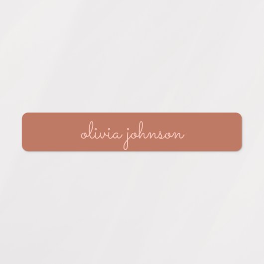 Étiquettes Monogramme tendance | Orange brûlé + Nom du script (Design 2)