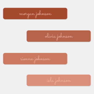 Étiquettes Monogramme tendance Orange brûlé + Nom du script