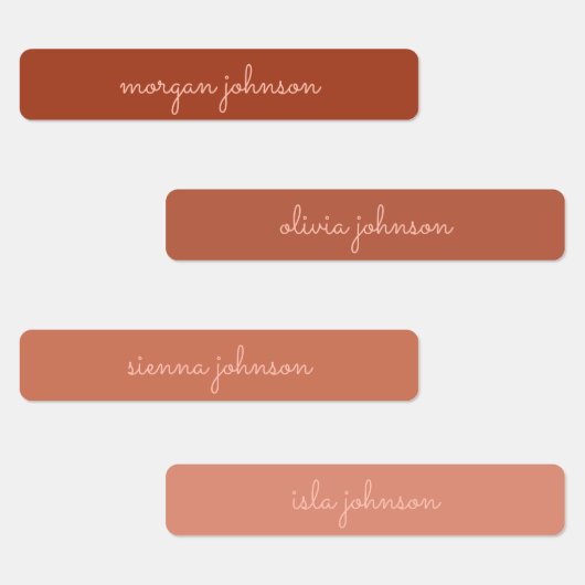 Étiquettes Monogramme tendance | Orange brûlé + Nom du script (Groupe)