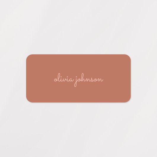 Étiquettes Monogramme tendance | Orange brûlé + Nom du script (Design 2)