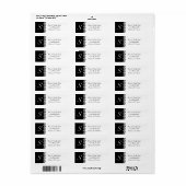 Étiquettes monogrammes floraux blancs noirs (Feuille entière)