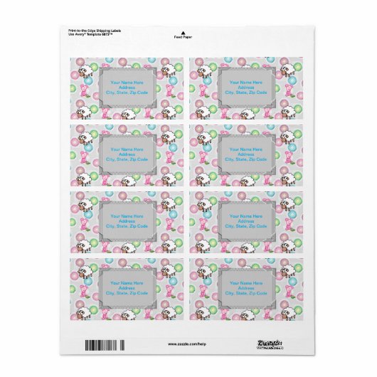 Étiquettes Monogrammes moutons et cochons (Feuille entière)