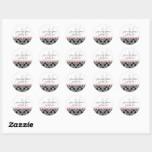 Étiquettes monogrammes - rose/noir - Trellis Damas (Feuille)