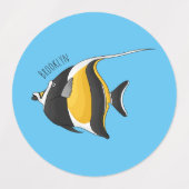 Étiquettes Moorish idol fish cartoon illustration (Design 1)