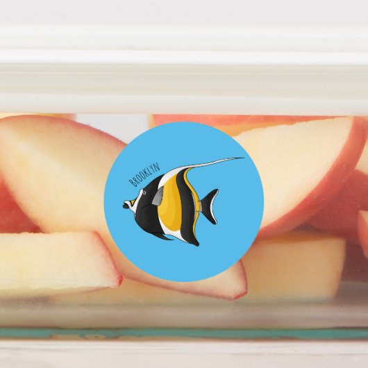 Étiquettes Moorish idol fish cartoon illustration (Apposé)