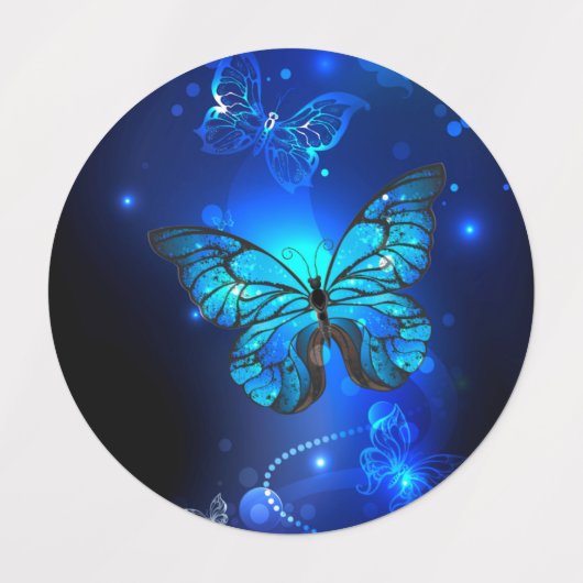 Étiquettes Morpho Butterfly in the Dark Background (Design 1)