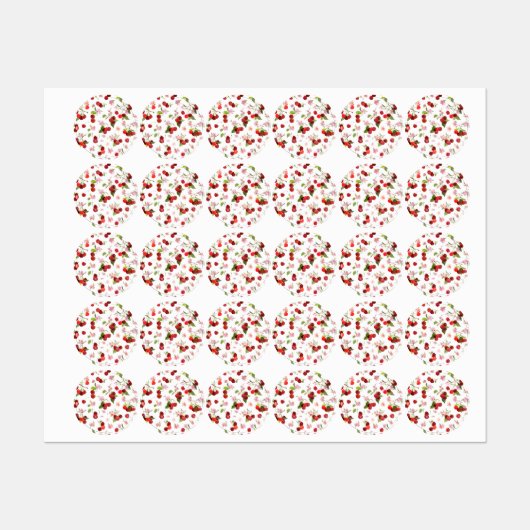 Étiquettes Motif cerise 1 (Feuille)