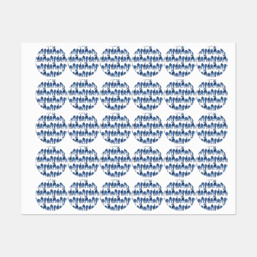 Étiquettes Motif Culs de Chien Bleu (Feuille)