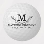Étiquettes Motif de balle de golf personnalisé Nom Monogramme (Design 1)