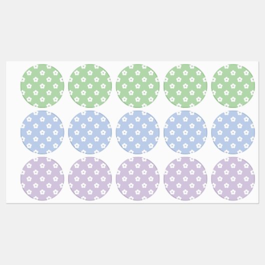 Étiquettes Motif de fleurs blanches (Feuille)