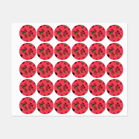 Étiquettes Motif framboise (Feuille)