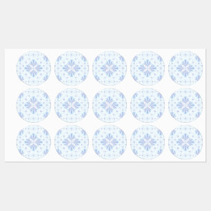 Étiquettes Motif répétitif floral géométrique bleu pastel