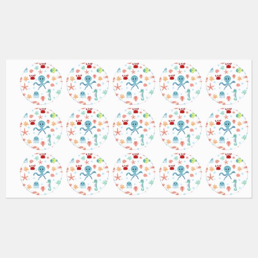 Étiquettes motif Sea World (Feuille)