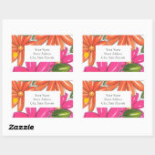 Étiquettes Motifs de fleurs rose orange (Feuille)