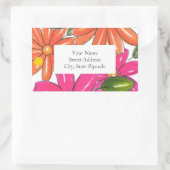 Étiquettes Motifs de fleurs rose orange (Sac)