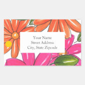 Étiquettes Motifs de fleurs rose orange (Devant)