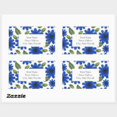 Étiquettes Motifs Fleur Bleu Tiré À La Main (Feuille)