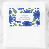 Étiquettes Motifs Fleur Bleu Tiré À La Main (Sac)