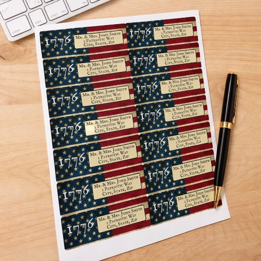 Étiquettes Multiple Drapeau Américain 1776 adresse de retour