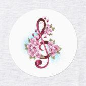 Étiquettes Musical treble clef notes with sakura flowers (Design 2)
