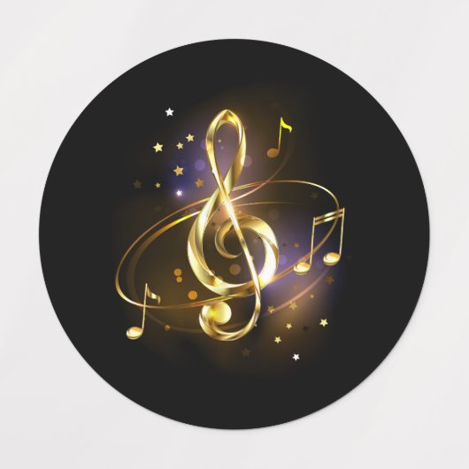 Étiquettes Musique clé de sol en or (Design 1)