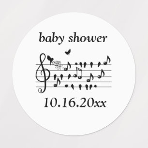 Étiquettes Musique personnalisée pour Baby Shower - Oiseaux -