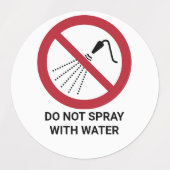 Étiquettes Ne pas vaporiser avec de l'eau, signe d'interdicti (Design 2)