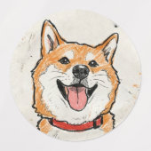 Étiquettes No Thoughts, Just Vibes – Happy Shiba (Design 1)