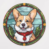 Étiquettes Noël Corgi en verre tendu (Design 2)