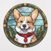 Étiquettes Noël Corgi en verre tendu (Design 1)