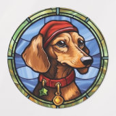 Étiquettes Noël en verre teint Dachshund (Design 2)