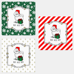 Étiquettes Noël Père Noël Bichon Frise Chien mignonne
