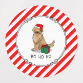 Étiquettes Noël Santa Claus Golden Retriever Chien mignonne (Design 2)