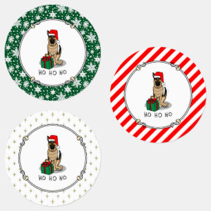 Étiquettes Noël Santa Hat Allemand Berger Chien mignonne