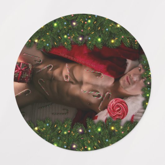 Étiquettes Noël SlipperyJoe sucres de canne poitrine mâle Pèr (Design 1)