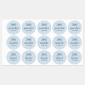 Étiquettes Nœud Monogramme Gingham Bleu Ciel (Feuille)