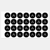 Étiquettes Noir Argent moderne Script Girl Monogramme Nom (Feuille)