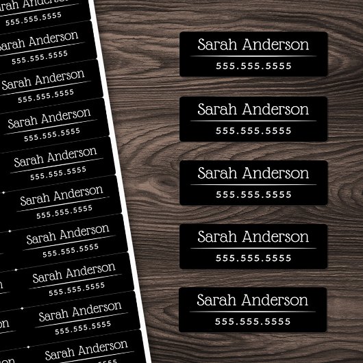 Étiquettes Noir classique ou n'importe quel numéro de nom de