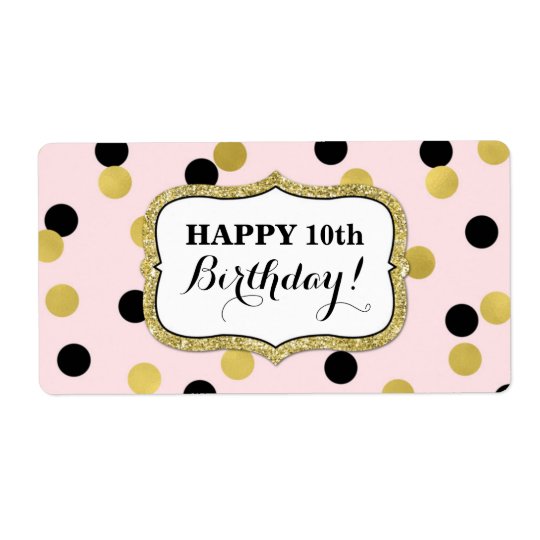 Étiquettes noirs roses d'anniversaire de confettis