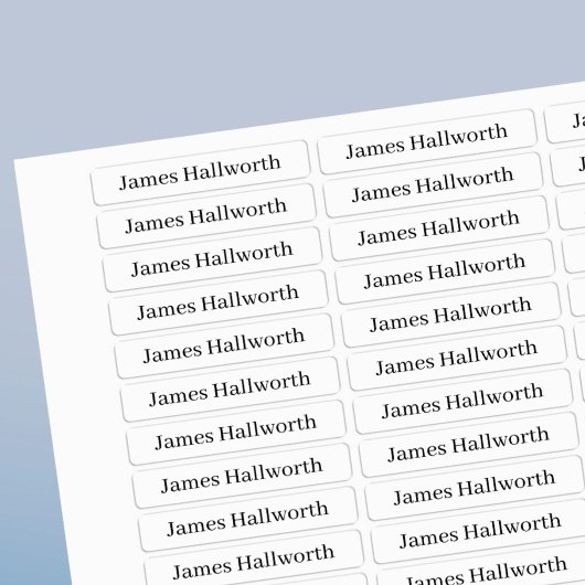 Étiquettes Nom classique simple Texte modifiable étanche