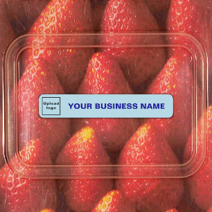 Étiquettes Nom commercial et logo sur adhésif mince bleu clai
