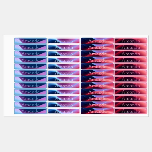 Étiquettes Nom de code couleur bleu rouge pourpre mou (Feuille)