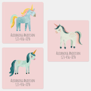 Étiquettes Nom de fille licorne aquarelle mignonne