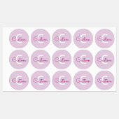 Étiquettes Nom de script & monogramme | Magenta & Violet clai (Feuille)