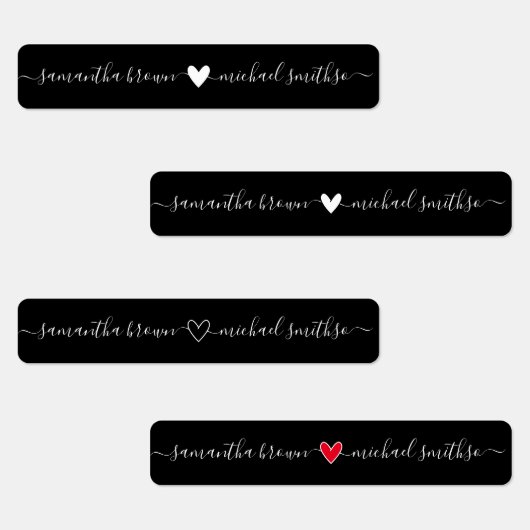 Étiquettes Nom de signature simple Élégant noir (Groupe)