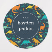 Étiquettes Nom d'enfant du Motif Dinosaure de couleur mignonn (Design 2)